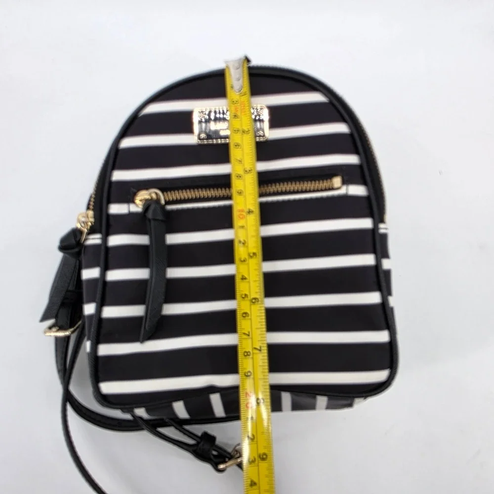 Kate Spade Striped Mini Backpack Black White Nylon Gold Hardware Bag